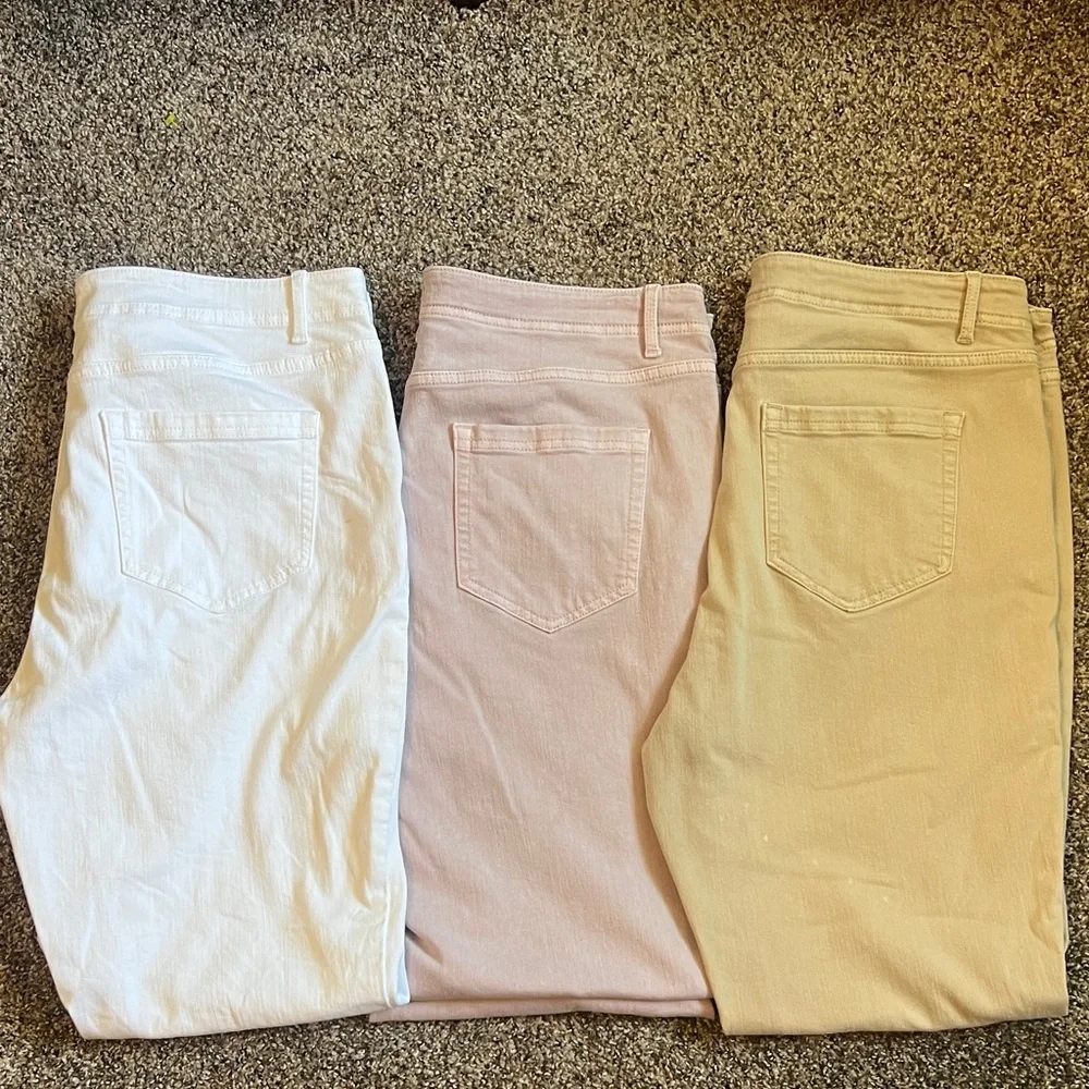 Lot 3 pairs J. Jill Denim High Rise Straight Leg Crop Jeans White Pink Tan 14 - Picture 11 of 11